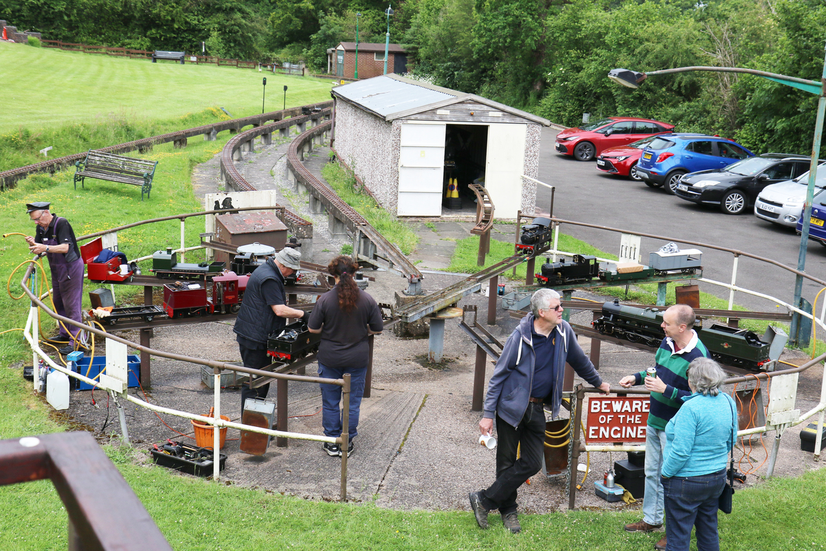 Busy steaming bay with locos being prepared